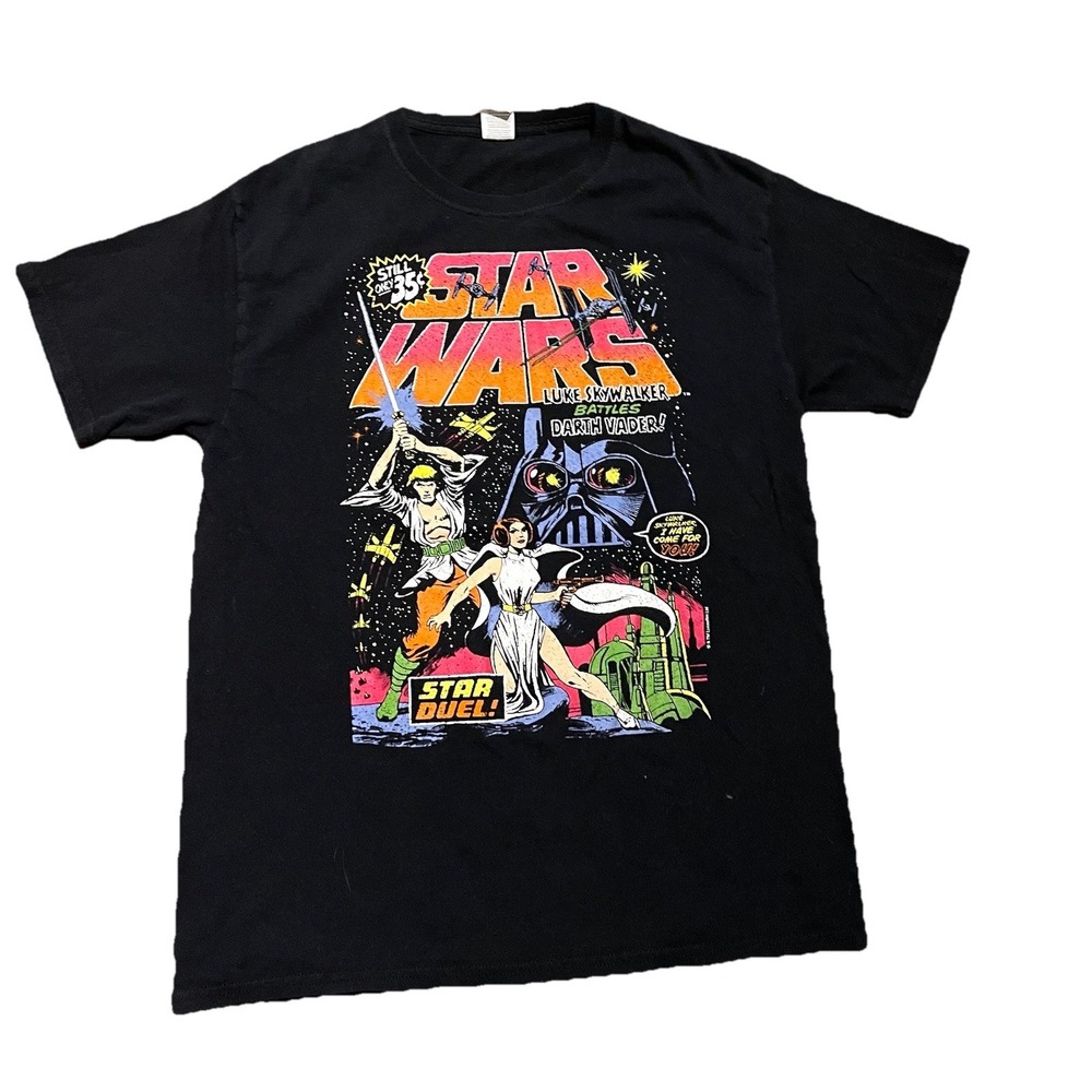 Star Wars Movie Promo TShirt Adult M Black Mad Engine Luke Skywalker Darth Vader